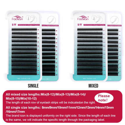 Fadvan U Shaped YY Parallel Flower Fake Eyelashes Cosplay Double Tips Lashes 2D YY Lashes Premade Fans Volume False Lash Makeup