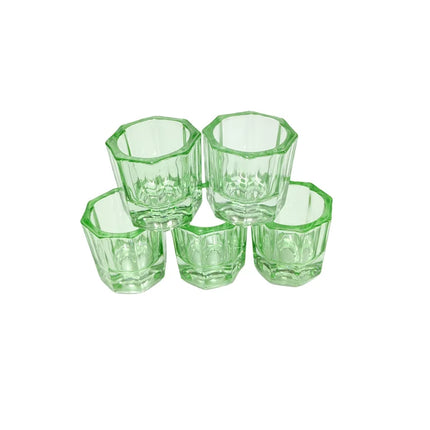 5pcs Glass Dappen Dish For Nail Care or Lash Lifting and Brow Tint Mixing Transparent And Red Color in Stock