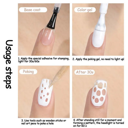 Poke Poke Nail Art Glue Lace Hole Nail Graffiti Letter Painting Art Gel Black White Ocean Wave Texture UV LED Soak Off Varnish