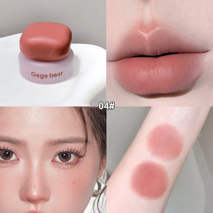 Matte Velvet Mist Cheek Lip Mud Natural Nude Multi-purpose Blush Orange Brown Solid Lip Gloss Tint Lasting Shading Korean Makeup