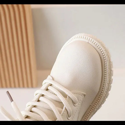 2024 Autumn New Children Ankle Boots for Girls White Fashion Leather Shoes Student Non Slip Short Boots Versatile Kids Shoes