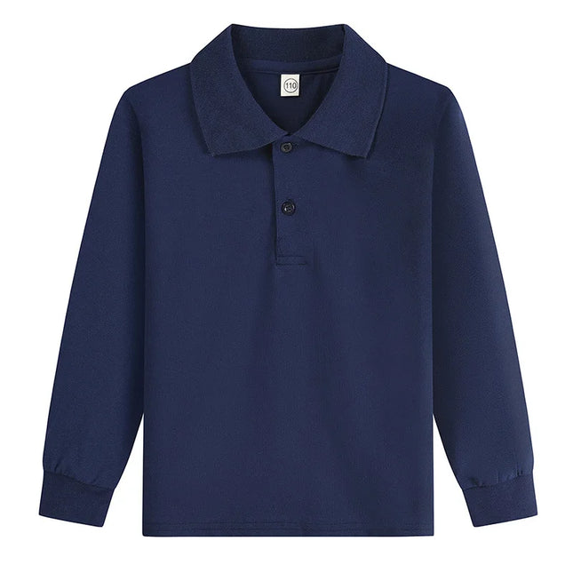 Boy Polo Shirt Kids Clothes Tops Solid color Turn-down Collar Autumn Long Sleeve Polos Baby Boy Camisetas Children Shirts Teen