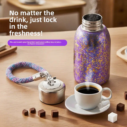 100% Pure Titanium Mini "Chubby Cup" - 280ml Double-Walled Vacuum Insulated Mug with Handle, Compact & Portable