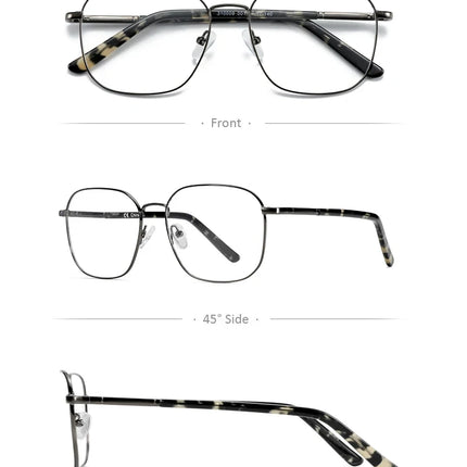 BLUEMOKY Metal Square Prescription Glasses, Men's and Women's optical lenses with prescription, multifocal myopia, blue light glasses