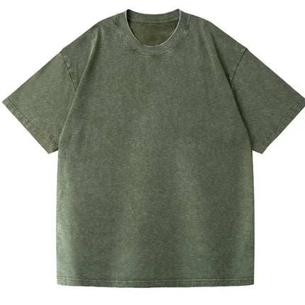 350gsm Men's Washed Vintage T-Shirts Street Hip Hop Retro Punk T Shirt men Harajuku Casual Cotton Short Sleeve Acid Wash Tops