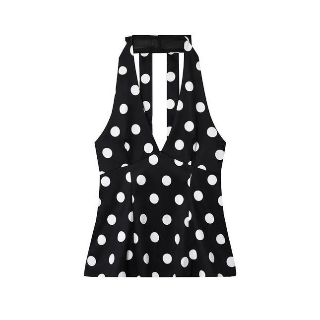 WOMAN Polka Dot Halter Tops for Women Sexy Backless Tank Top Women Summer Sleeveless Tops Woman off Shoulder Camisole Women Tops