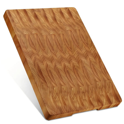 Teak Wood End Grain Cutting Boards for Kitchen, Large Wood Chopping Board with Hidden Handles, Wooden Charcuterie Board for Meat