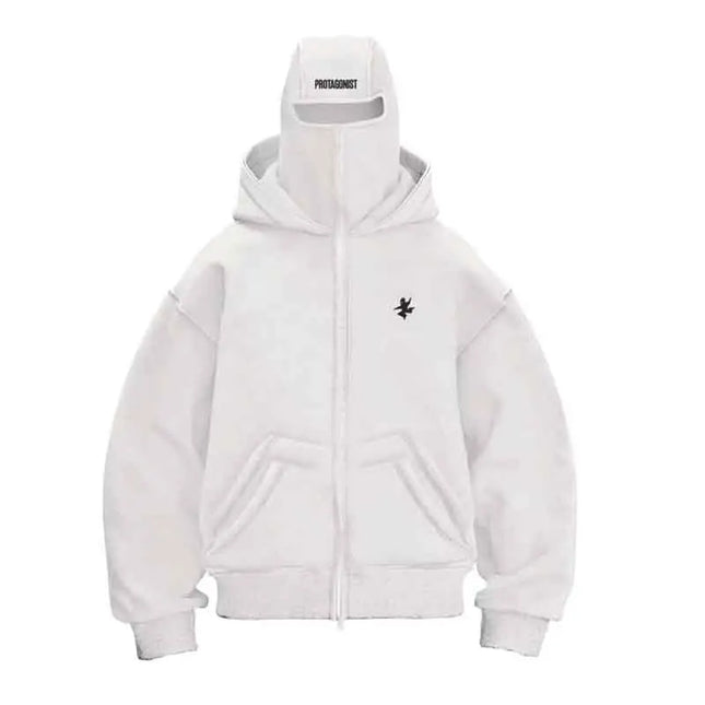 2026 new retro functional style hooded sweatshirt for both men and women, versatile and niche street fashion double hat jacket