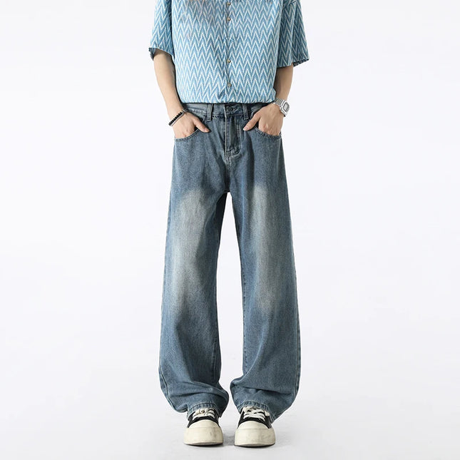Men's Fashion Jeans Classic America Jeans Y2K Casual Baggy Jeans Straight Leg Retro Wide-legged Jeans Loose Suit Pants Trousers