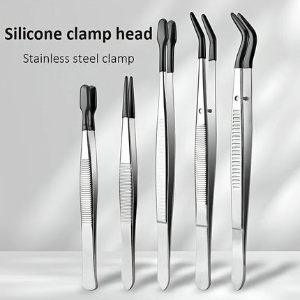 Stainless Steel Tweezers Stainless Steel Plastic-Coated Tweezers For Eyelash Extension Assistance Coin Clips Stamp Clips Tool