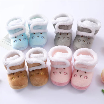 Infant Toddler Baby First Walkers Winter Thick Warm Newborn Shoes For Girls Boys Soft Fashion Bear Baby Boy Girl Shoes 0-9Month