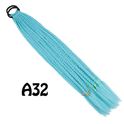 Synthetic Gradient Color Dirty Braided Ponytail Extensions With Elastic Band 24" Rainbow Braid Pony Tail Hairpiece For Girl