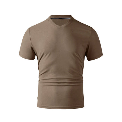 2025 New Men's Casual Fashion Simple V-neck Short-Sleeved T-shirt Summer Comfortable Breathable Versatile Top