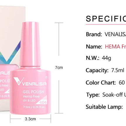 7.5ml Venalisa TPO FREE HEMA FREE Gorgeous Color Nail Gel Polish Long Wear Soak Off UV LED Gel Varnish Nail Manicure Gel Varnish