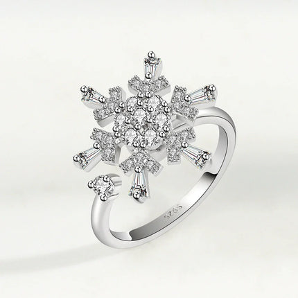 VENTFILLE 925 Sterling Silver Moon And Stars Zircon Rotatable Ring For Women Gift Diamond Relieve Stress Ring Jewelry Wholesale