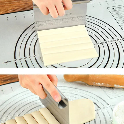 Stainless Steel Pastry Spatulas Cutter With Scale Pizza Dough Scraper Fondant Cake Decoration Tools Baking Kitchen Accessories