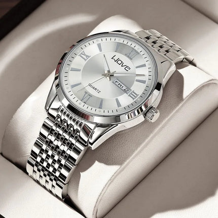 UTHAI Men's Watch High End Calendar Luminous Steel Wristband Fashion Trend Classic Business Quartz Watch Clock Gift
