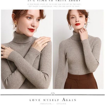 Heliar Women Fall Turtleneck Sweater Knitted Soft Pullovers Cashmere Jumpers Basic Soft Sweaters For Women 2024 Autumn Winter