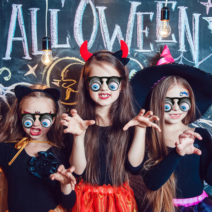 Horror Eyeball Glasses Funny Novelty Spring Attached Dancing Eyes for Adults Kids Halloween Costume Party Favor Prank Gag Gift