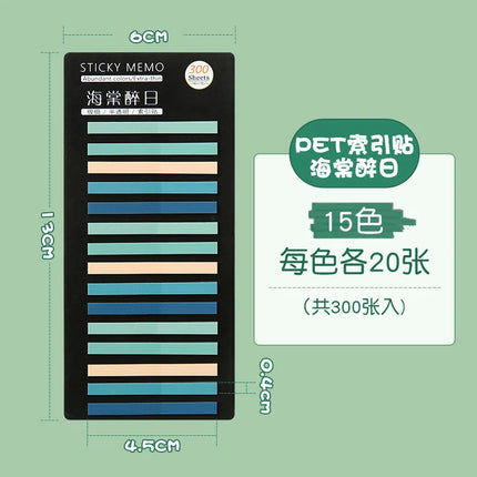300Pcs Color Translucent Strips PET Index Sticker Note Highlight Mark Stickers Subjects Bookmarks Student Stationery Sticky Note