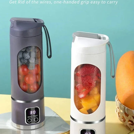 Portable Cordless USB Rechargeable Electric Juicer Cup Blender with Digital Display for Fruit Milkshake Making Home Outdoor Use