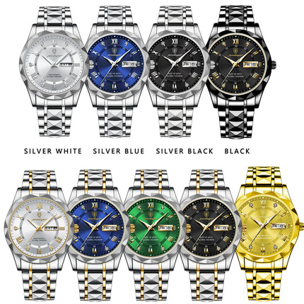 POEDAGAR Business Luxury Men's Quartz Watches Waterproof Luminous Stainless Steel Men's Wristwatch Date Week Sport Men's Watch Reloj