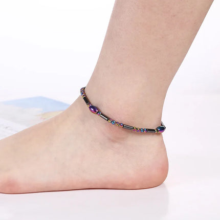 Flat Bead Magnets Magnetic Therapy Bracelets Anklet Pain Relief Slimming Health Jewelry Weight Loss Magnet Anklets for Women Men