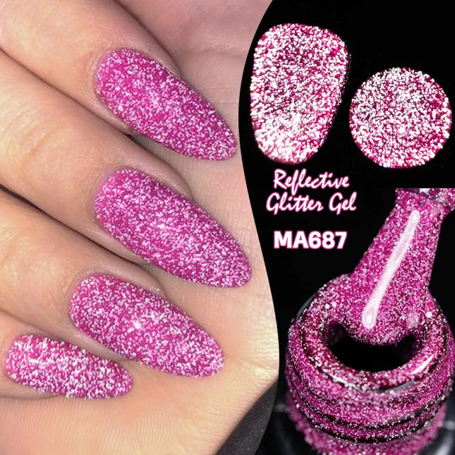 7Ml Reflective GlitterGel Nail Polish Bright Sparkling Silver Color Semi-permanent Soak Off Nail Art UV Varnish Nail Supplies