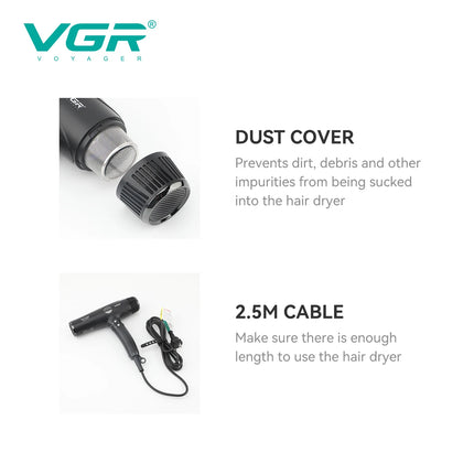 VGR Hair Dryer Professional Hair Dryer Machine Negative Ion Hair Dryers BLDC Motor 110000 RPM Hair Salon for Household Use V-469