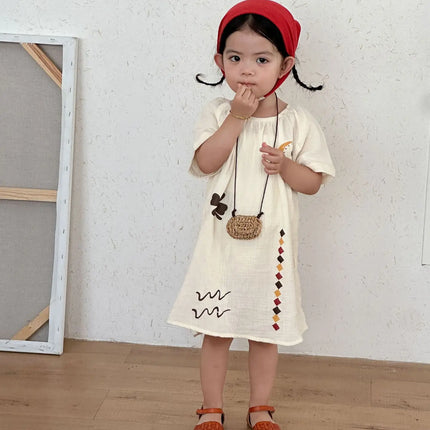 RAISE 2026 Summer Siblings Attires Children Pure Cotton Pajamas Set Kids Boys Tees+shorts Homewear Suit Kids Girls Print Dress