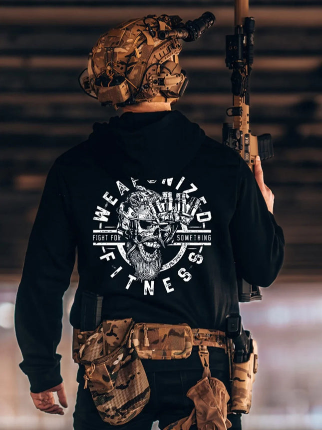 Military Enthusiast Print Men Women Hooded Sweatshirt Autumn Winter Daily Outdoor Vacation Fitness Casual Loose Warm Sportswear