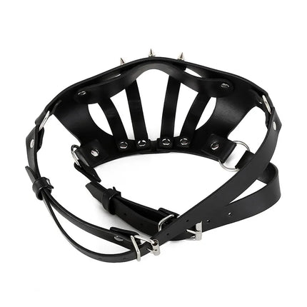 Dog Slave Leather Half Face Muzzle Mask Adult Games Sex Toys for Men Gay Puppy Play BDSM Bondage Restraint Fetish Rivets Hood