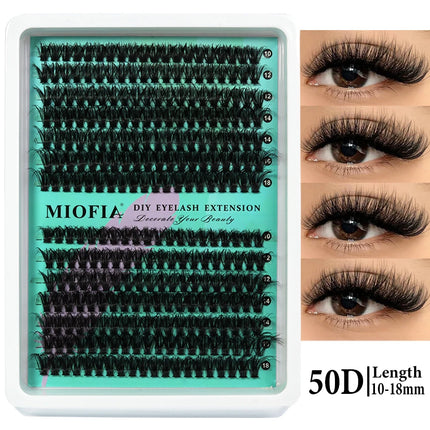 MIOFIA Thick Fluffy Lashes Clusters 150D 100D 80D 50D Natural Lash Clusters 3D Faux Mink Lashes DIY Eyelash Extension Makeup