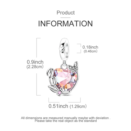 2026 Romantic Pink Color Charms Bead 925 Sterling Silver CZ Zircon Love Heart Pendants Fit Original Bracelet DIY Jewelry Gift