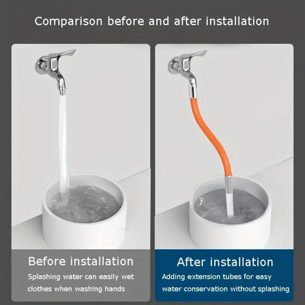 Flexible Faucet Extender with 360° Rotation, Universal Water Faucet Rubber Extension Tube, Anti-Splash Design For Easy Water Flo