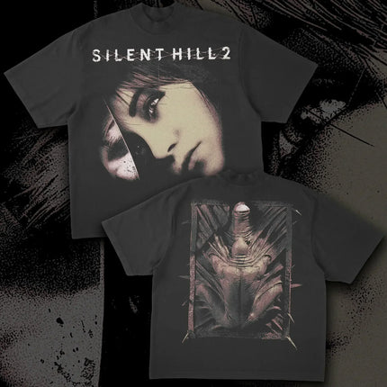 Classic Game T-shirt Silent Hill TEE Women Short Sleeves Street Casual Cotton Gift for Fans Short Sleeves Hip Hop Oversized Tops