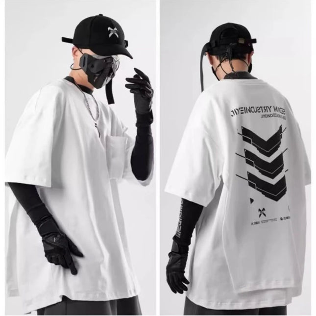 Y2K Techwear Men's T-Shirts Cape Design Fashion Casual Anime Harajuku Streetwear Short Sleeves Tops Tee Shirts for Men Oversized