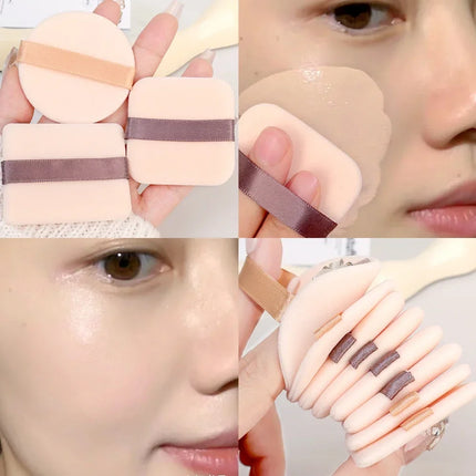 1-20pcs High-Density Flocked Cushion Powder Puff Soft Professional Round Rectangular Shape Foundation Sponge Puff Makeup Puffs