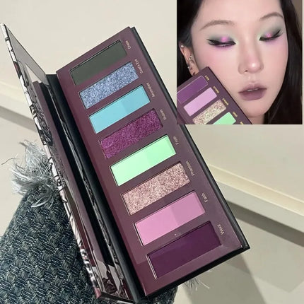 8 Colors Gothic Pearlescent Purple Eyeshadow Palette Oil Painting Style Matte Punk Metallic Chameleon Smoked Eye Pigment Makeup