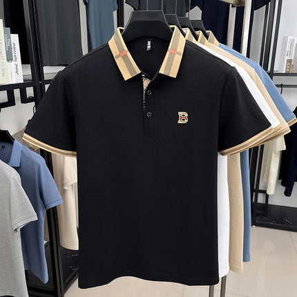 Summer men's golf fashion 2025 short sleeved polo shirt high-end design exquisite ice silk embroidery breathable T-shirt