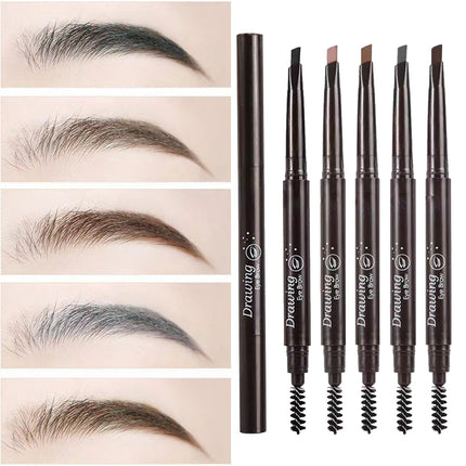 Double Ended Eyebrow Pencil Rotatable Triangle Eye Brow Pen Sweatproof Waterproof Smooth Lasting Beauty With Brush Makeup Tool