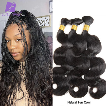 Bulk Human Hair For Braiding Body Wave Doube Drawn 100% Burmese Remy Boho Box Braids No Weft Extensions Color 30 Luffywig