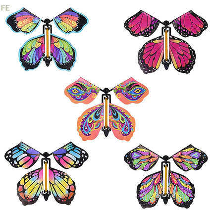 10 Magic Clockwork Flying Butterfly Surprise Box Explosive Box in Book Rubber Band Driven Magic Fairy Flying Toy Surprise Gift