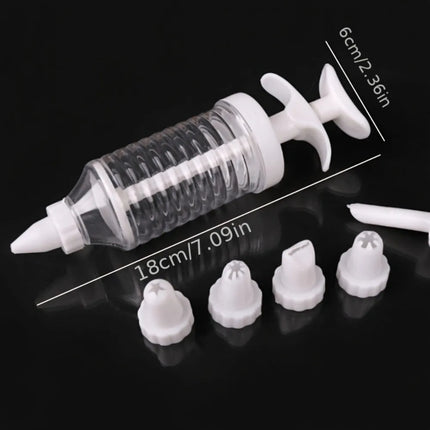 8pcs/Set Plastic Cream Squeezer Set Nozzle Dispenser Kitchen Icing Piping Tool with Various Nozzles for Cake Dessert Decoration