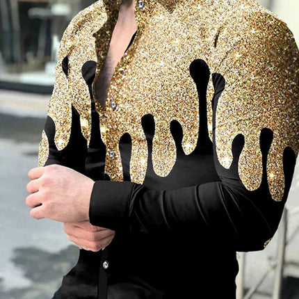 2024 Men's  Long Sleeve Shirt Casual All-match Fashion Street Men's Shirt Lapel Single-breasted Long Sleeve Top Men's Clothing