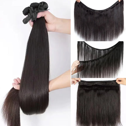 30 40 Inch Bone Straight Human Hair Bundle Natural Brazilian Raw Remy Virgin Human Hair 3/4 Pieces Human Hair Extensions