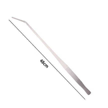 Stainless steel thick curved straight tweezers 48cm long teeth anti slip pet feeding tool, aquarium plant tweezers