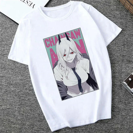 Japanese Anime Denji Tshirt Unisex Chainsaw women T Shirt Women Funny Cartoon Pochita Makima T-shirt Graphic Tees Tops Female 90