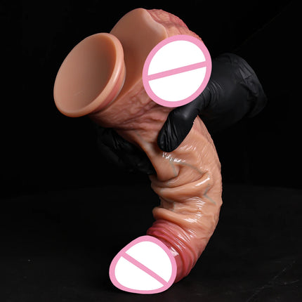 Strap On Realistic Dildos for Women Lesbian Realistic Skin Sliding Foreskin Testicles Dildo For Anal Big Dick Sex Toys Penis
