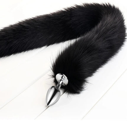 78cm Red Long Fox Tail Anal Plug Metal Butt Plug Prostate Massager Erotic Cosplay Accessories Adult Novelty Sex Toys For Couples